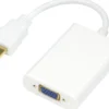 Adapter HDMI till VGA Deltaco, hane-hona, 0,2m, vit
