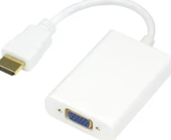 Adapter HDMI till VGA Deltaco, hane-hona, 0,2m, vit