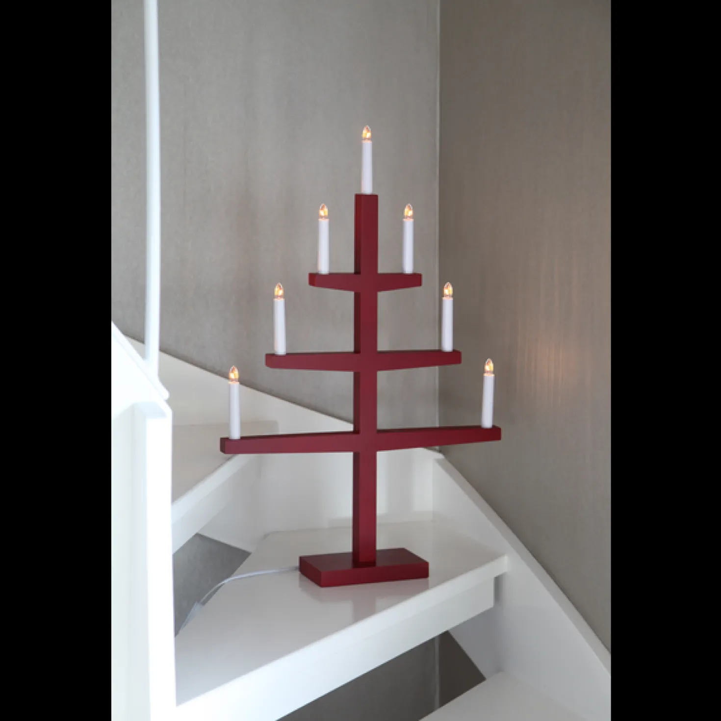 Adventsljusstake Star Trading Tripp Röd, 7 LED, 49x77 cm