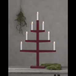 Adventsljusstake Star Trading Tripp Röd, 7 LED, 49x77 cm