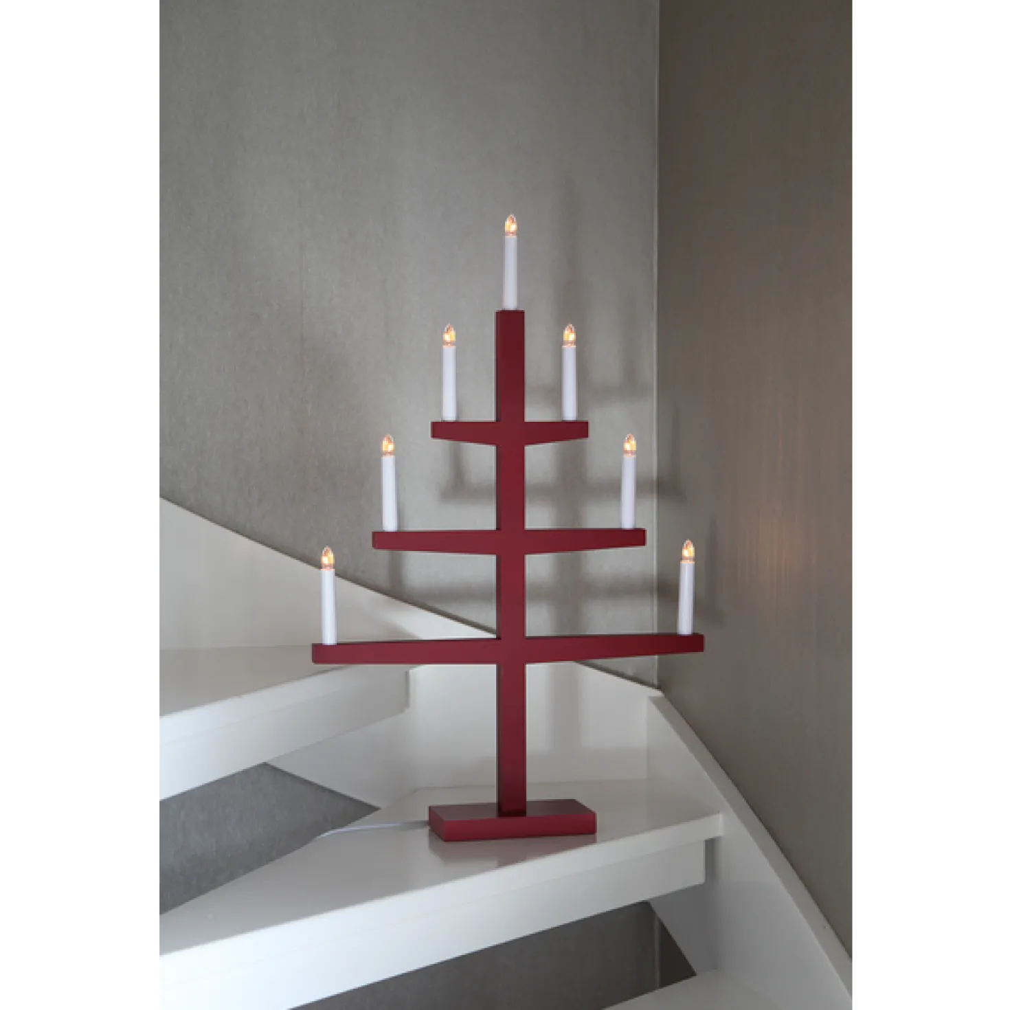 Adventsljusstake Star Trading Tripp Röd, 7 LED, 49x77 cm