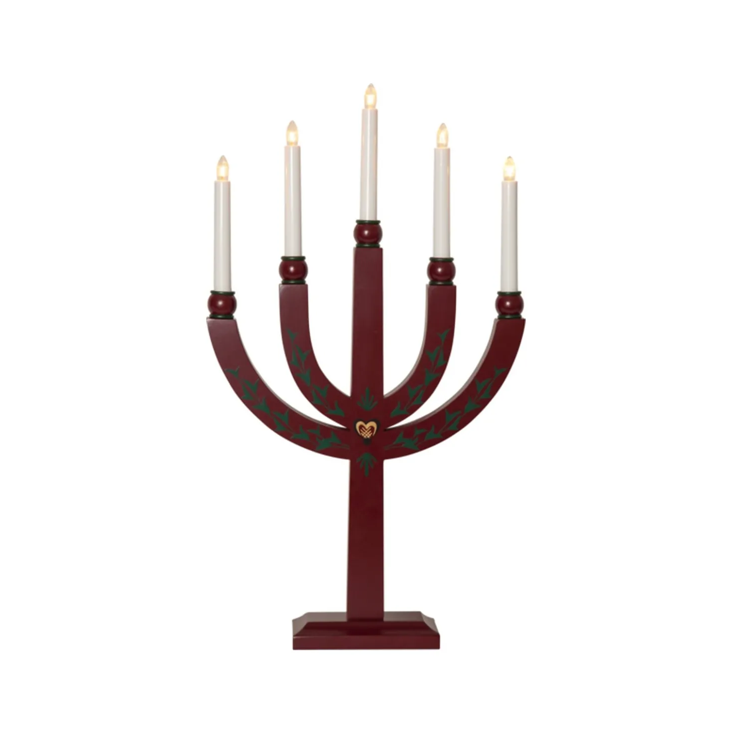 Adventsljusstake Star Trading Elias, röd, 5 LED, 35x61 cm