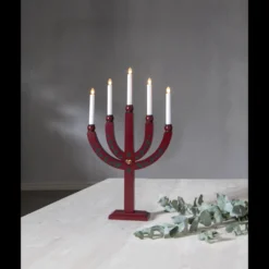 Adventsljusstake Star Trading Elias, röd, 5 LED, 35x61 cm