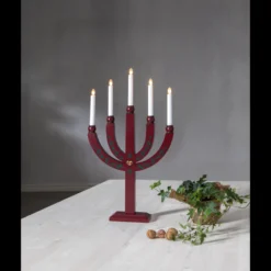 Adventsljusstake Star Trading Elias, röd, 5 LED, 35x61 cm
