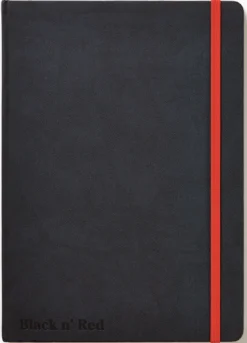 Anteckningsblock Oxford Black n' Red A5, linjerat, hårt omslag, svart