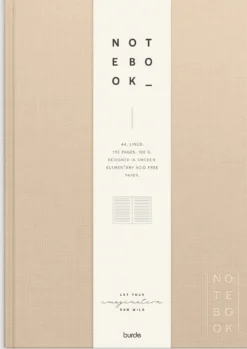 Anteckningsbok Burde A4 linjerad, linnetextil, beige