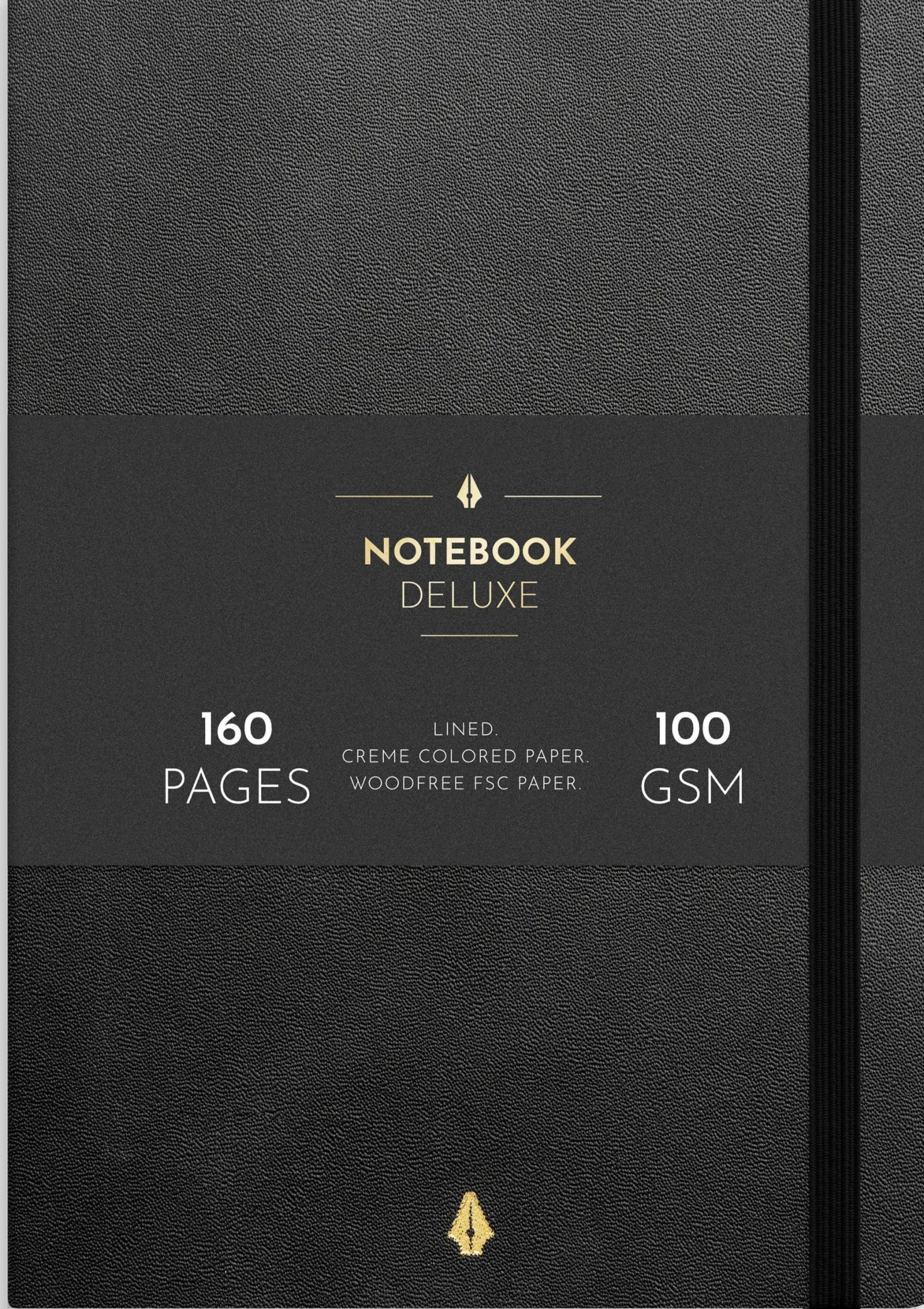 Anteckningsbok Burde Deluxe A5, svart, linjerad, 160 sidor