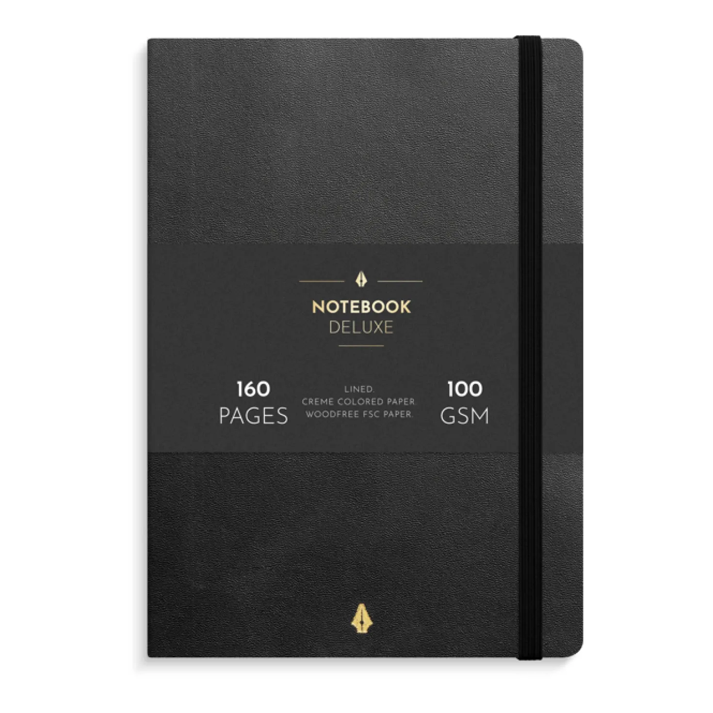 Anteckningsbok Burde Deluxe A5, svart, linjerad, 160 sidor