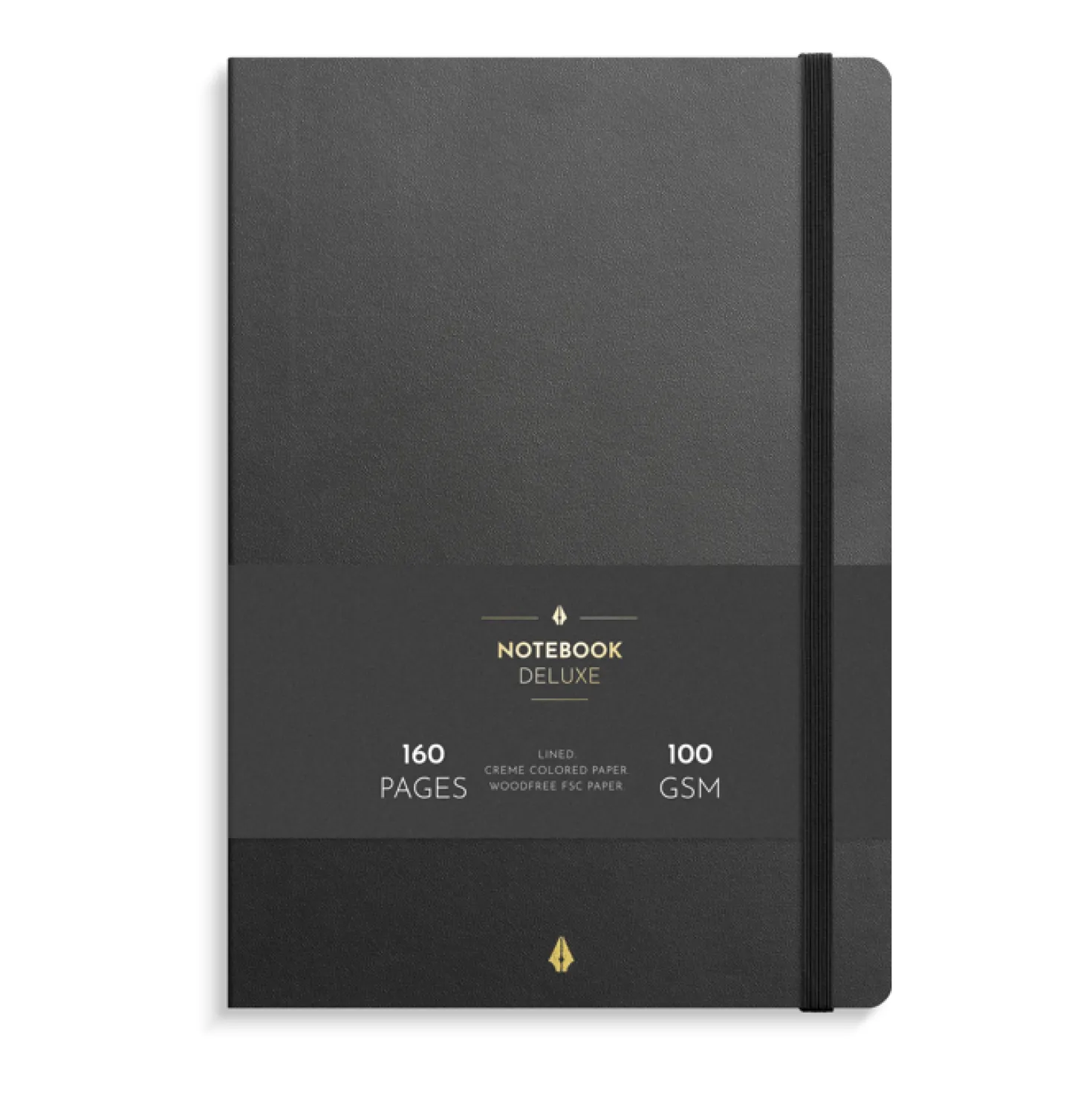 Anteckningsbok Burde Deluxe B5, linjerad, svart, 160 sidor