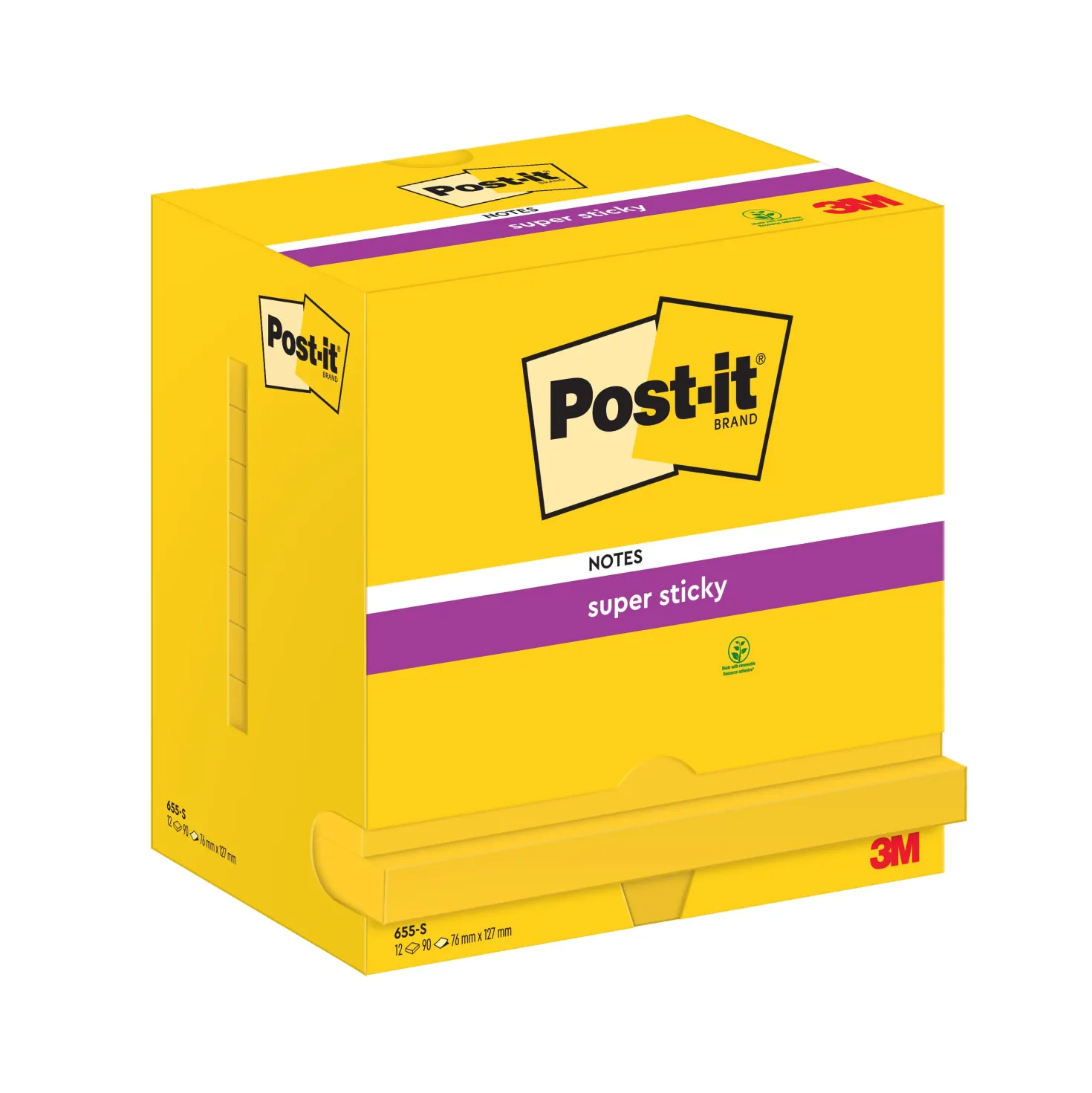 Anteckningslappar Post-it Super Sticky, klargul, 76x127 mm, 12 block