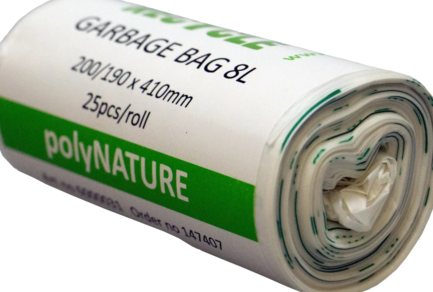 Avfallspåse Polynature Biologiskt Nedbrytbar, 8 l per rulle