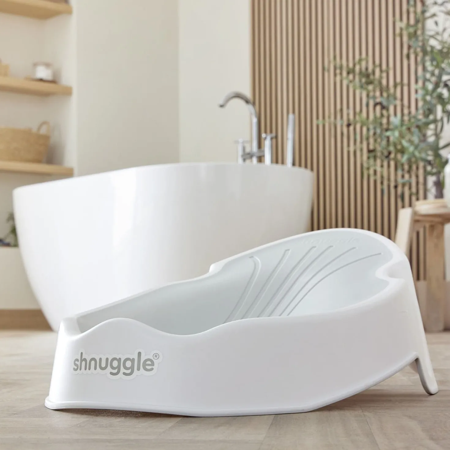 Badstöd SHNUGGLE Newborn Support, vit/grå, 0-6 mån