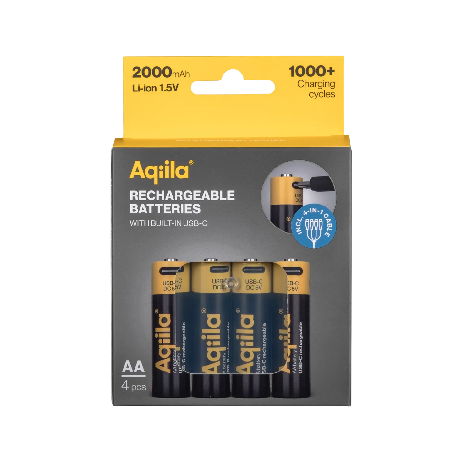 Batteri Aqiila Powerbird Rechargeable USB-C AA, 4 st