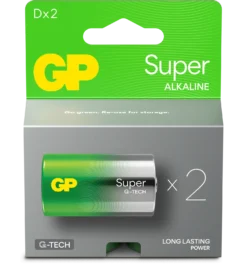 Batteri GP Super Alkaline D LR20, 1,5V, 2 st