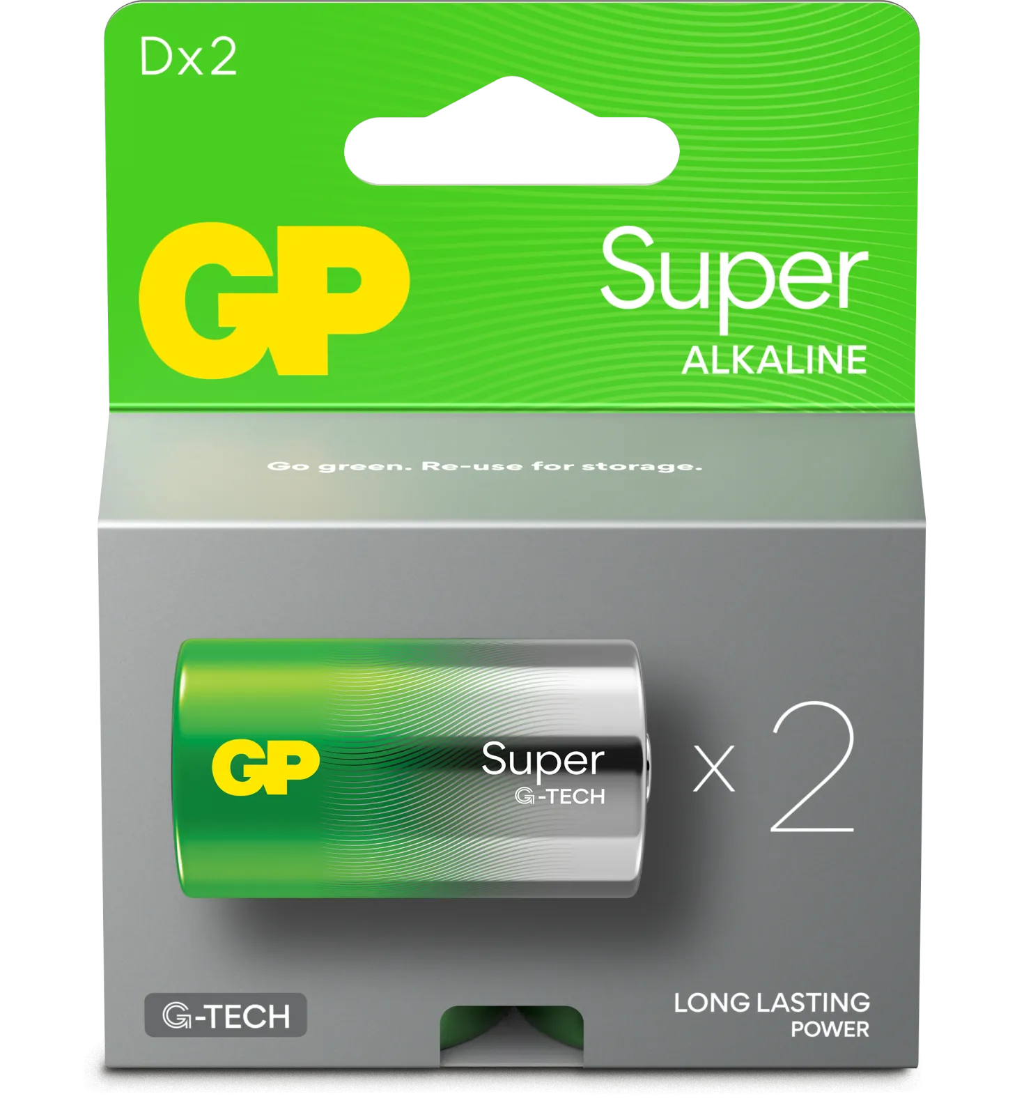 Batteri GP Super Alkaline D LR20, 1,5V, 2 st