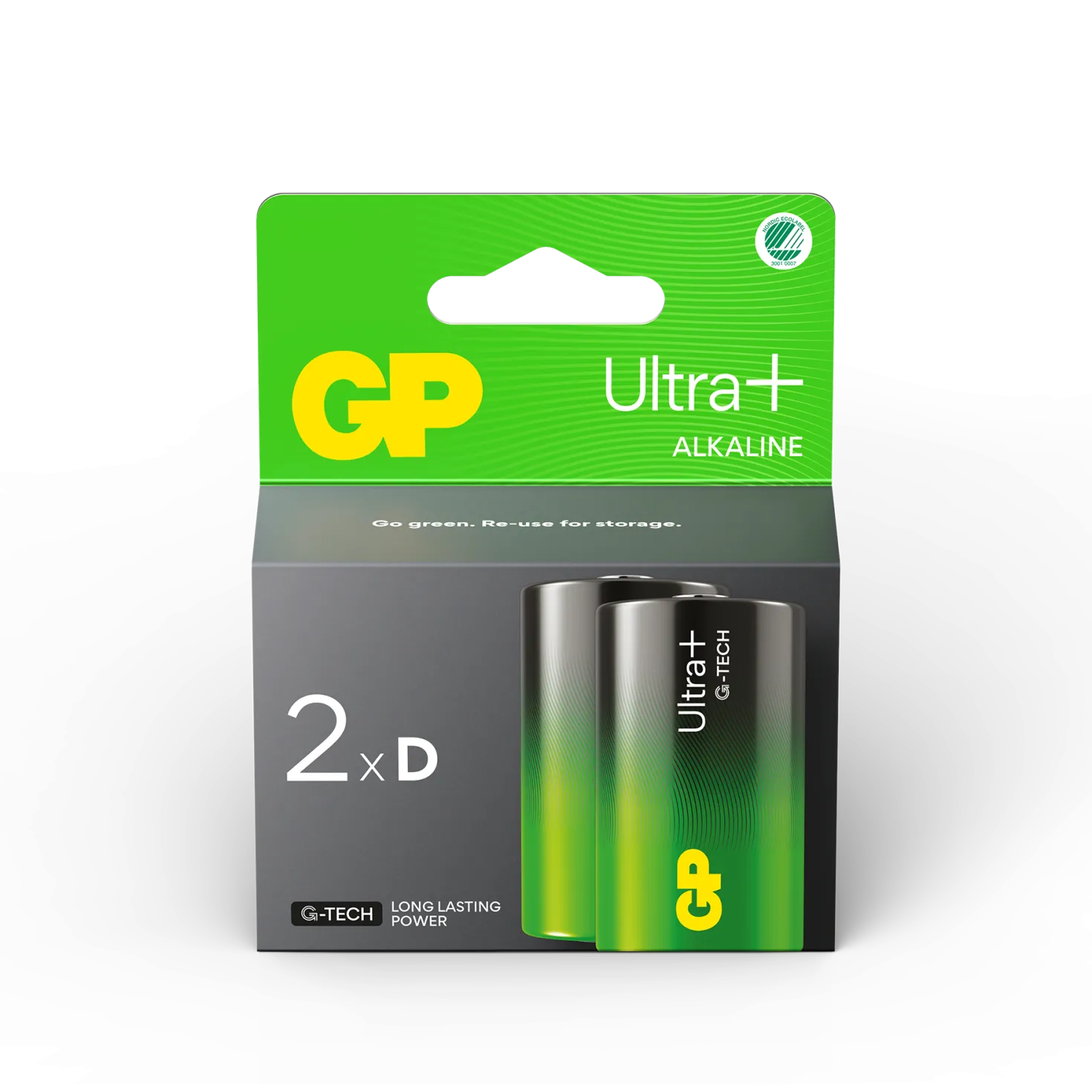 Batteri GP Ultra Plus Alkaline D LR20, 2 st