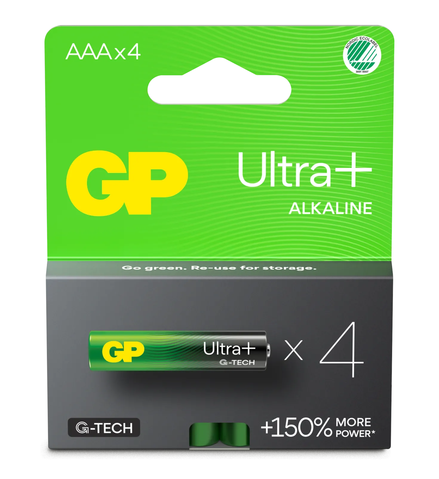 Batteri GP Ultra Plus Alkaline AAA LR03, 1,5V, 4 st