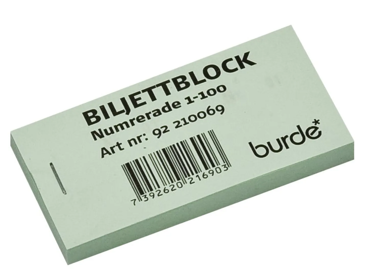 Biljettblock Burde 1-100 Grön, 100x50 mm