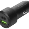 Billaddare Deltaco USB-C PD, 18W, USB-A, svart