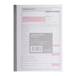 Blankett Avlöningskvitto Burde A5, självkopierande, 2x50 blad
