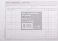 Blankett Burde Tid & Materialrapport 11142, A5 liggande, 50 blad, 10-pack