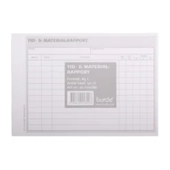 Blankett Burde Tid & Materialrapport 11142, A5 liggande, 50 blad, 10-pack