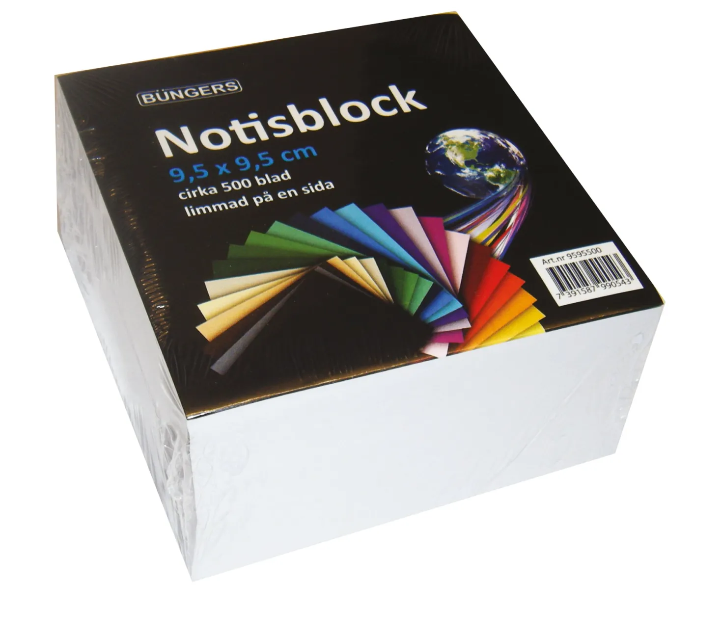 Blockkub Bngers Limmad, vit, 95x95mm, 500 ark