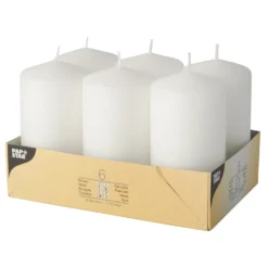 Blockljus Papstar Vit, Ø60x115 mm, 24h brinntid, 6 st