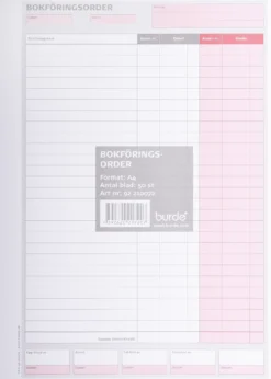Bokföringsorder Burde A4, 50 blad, 10 block