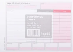 Bokföringsorder Burde A5L Liggande, hålstansad, 10 block