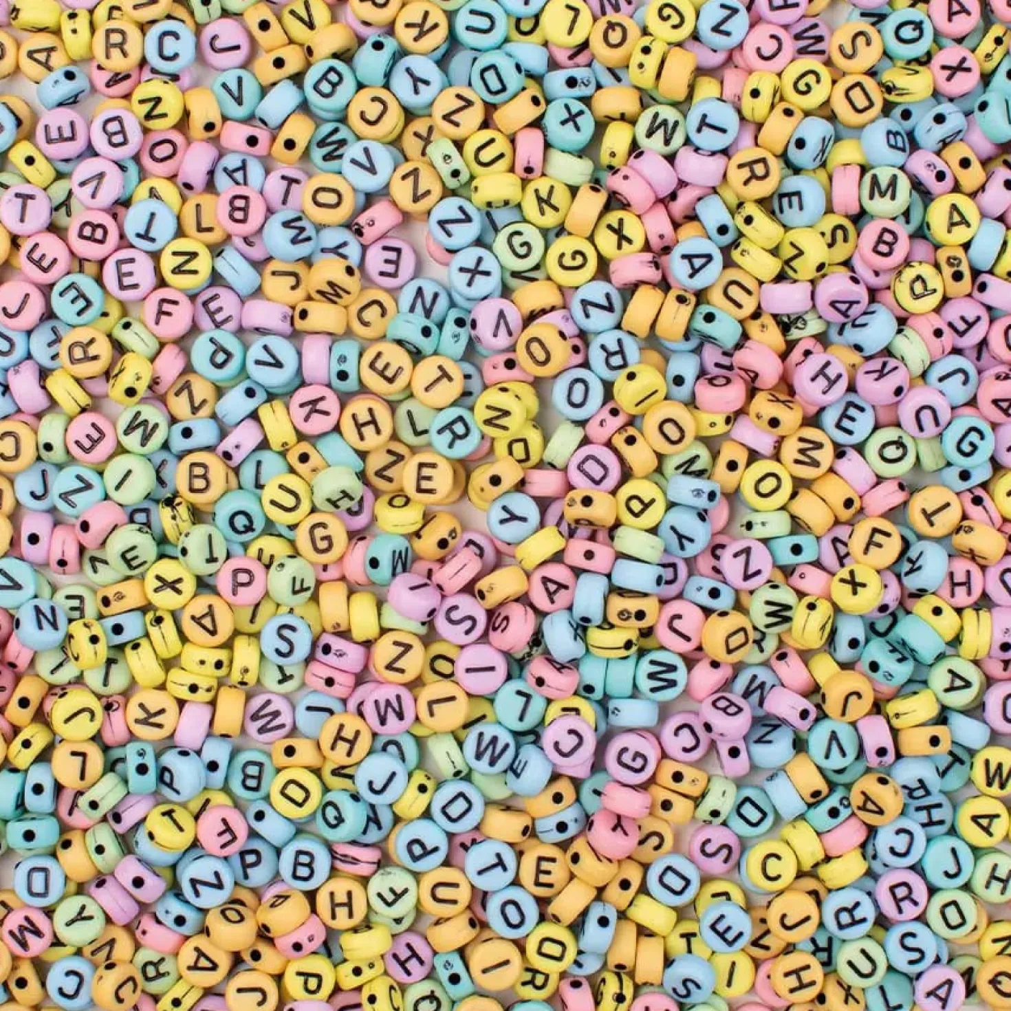 Bokstavspärlor Playbox Pastell, 6,5 mm