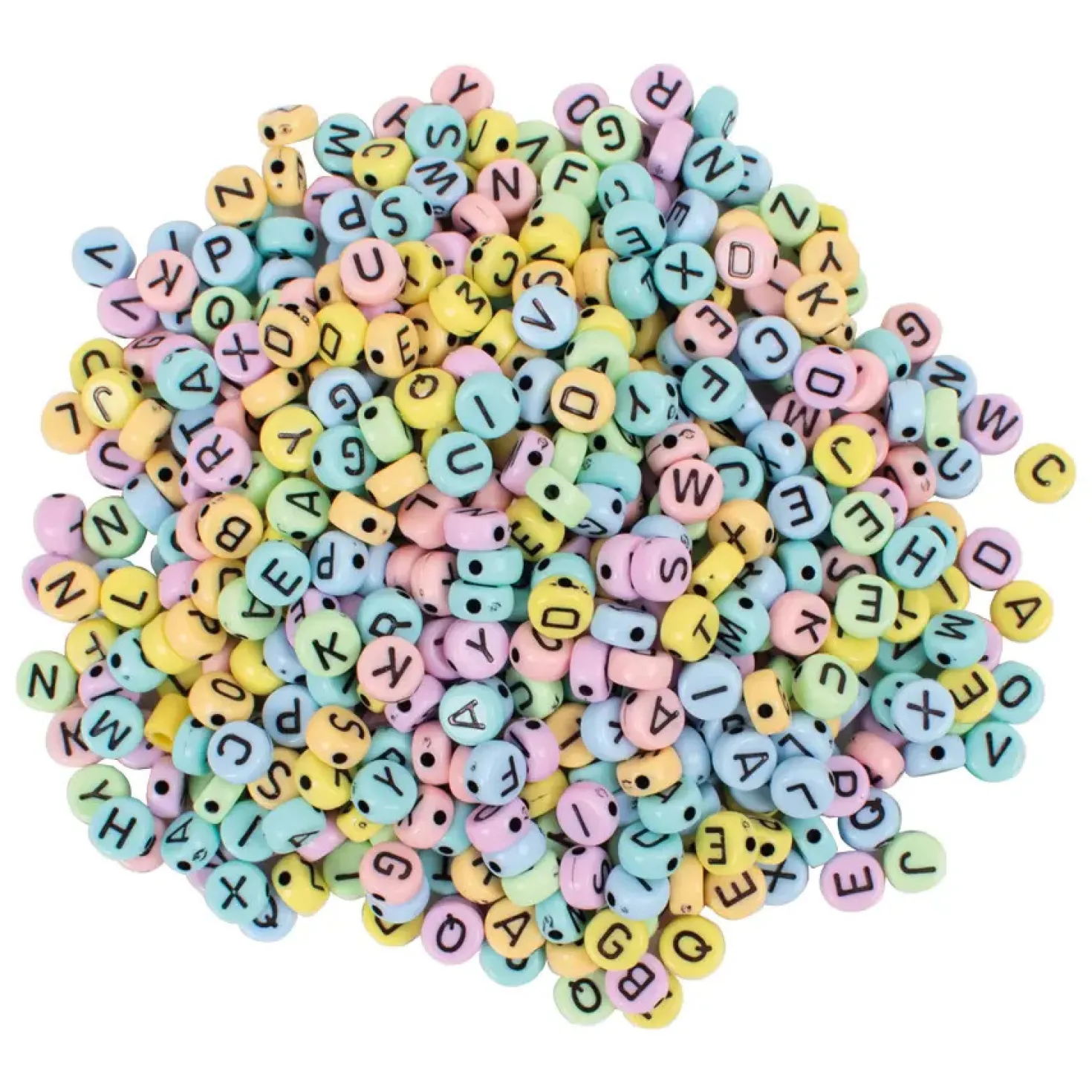 Bokstavspärlor Playbox Pastell, 6,5 mm