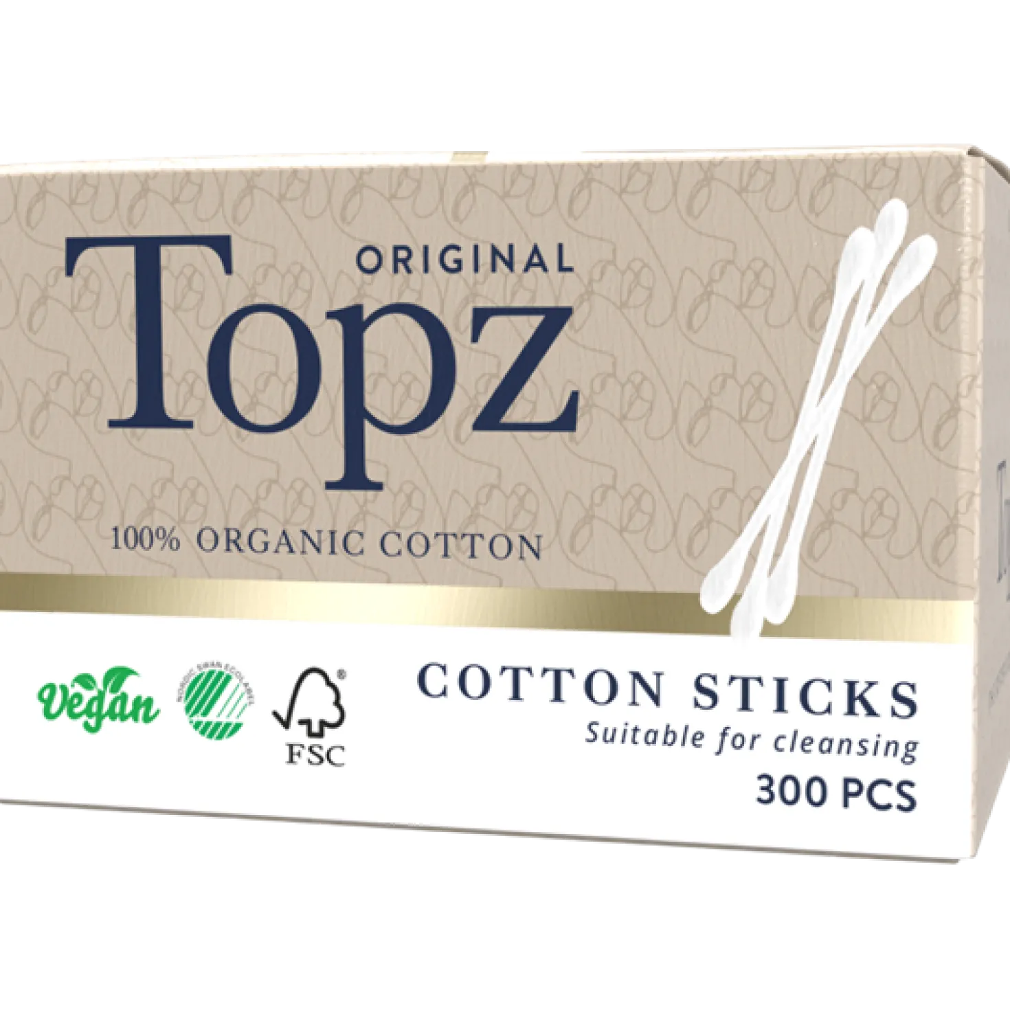 Bomullspinnar Topz Premium Ekologisk, Svanenmärkt, 300 st