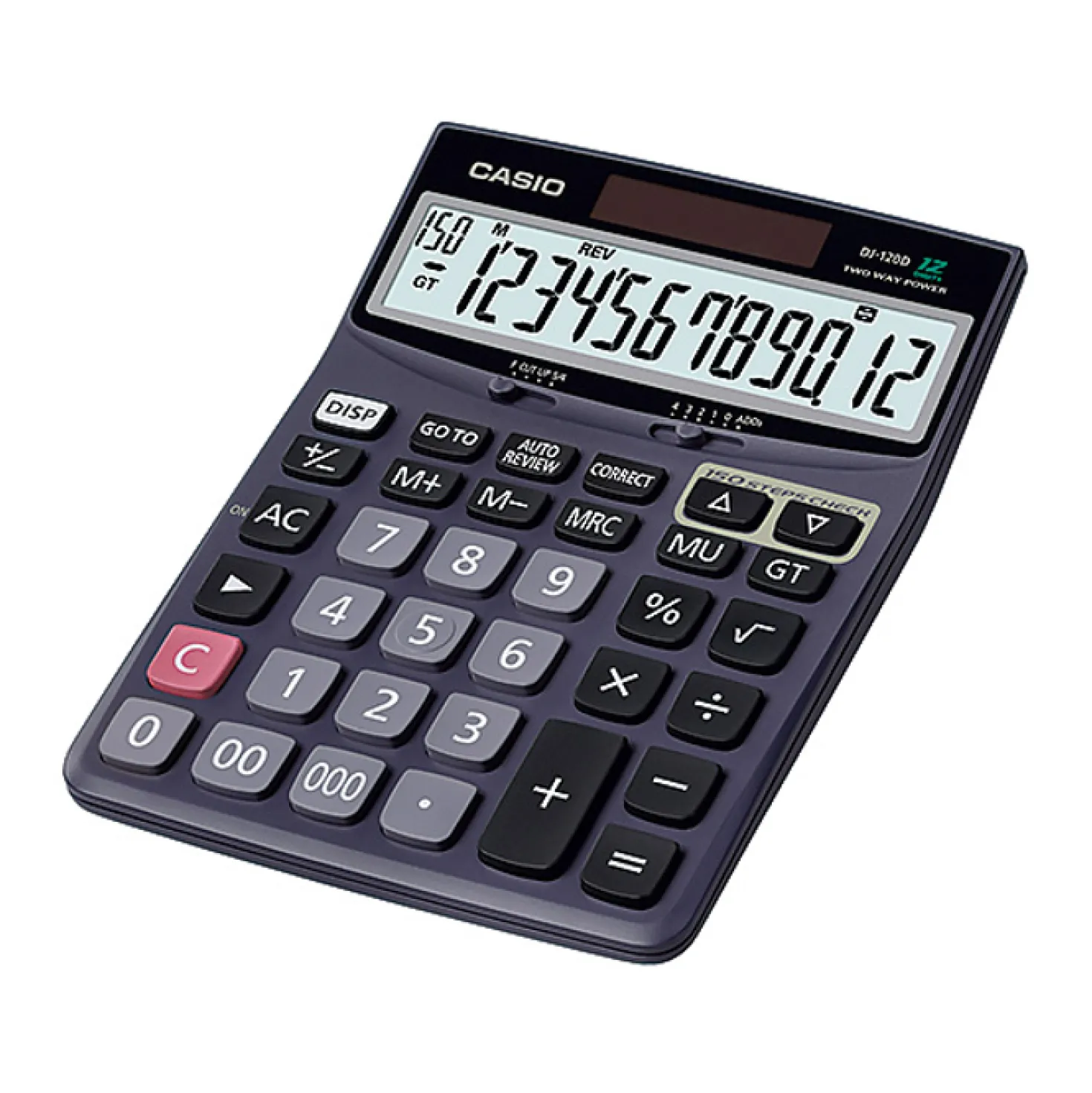 Bordsräknare Casio DJ-120D Plus, 12 siffror, hybridkraft