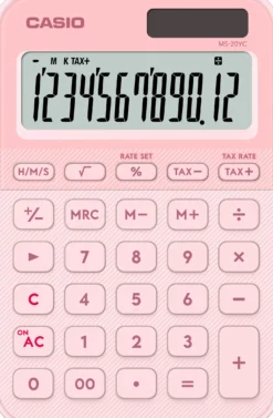 Bordsräknare Casio MS-20YC, 12 siffror, ljusrosa