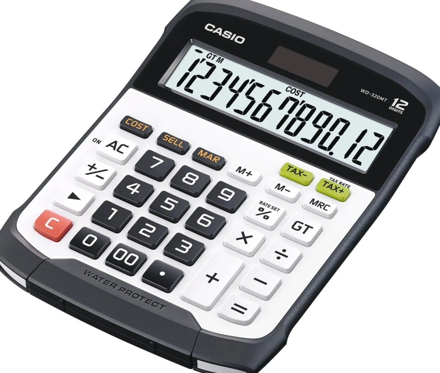 Bordsräknare Casio WD-320MT, vatten- och dammtålig, 12 siffror