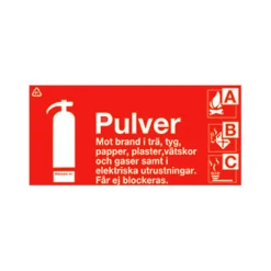 Brandskylt Unigraphics Typskylt Pulver, 200x100 mm, röd