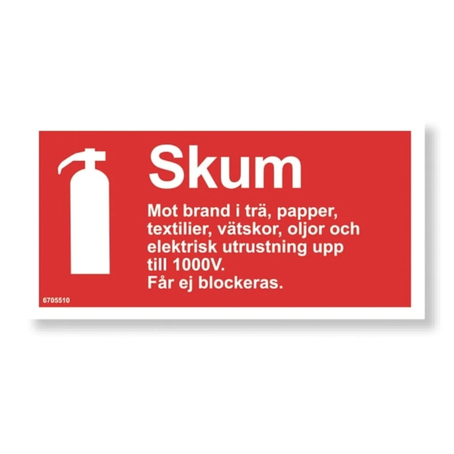 Brandskylt Unigraphics Typskylt Skum, röd, 200x100 mm