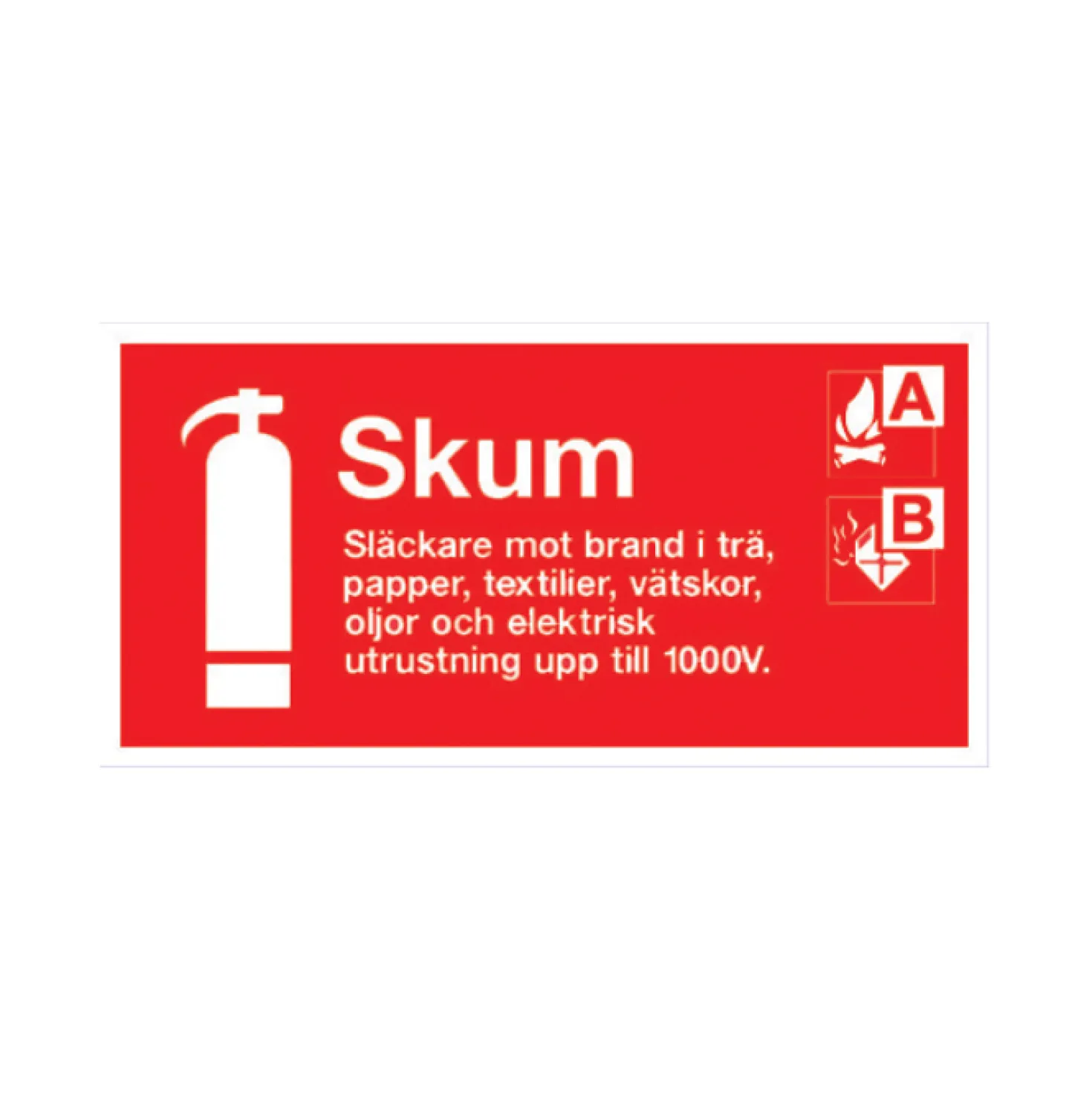 Brandskylt Unigraphics Typskylt Skum, röd, 200x100 mm