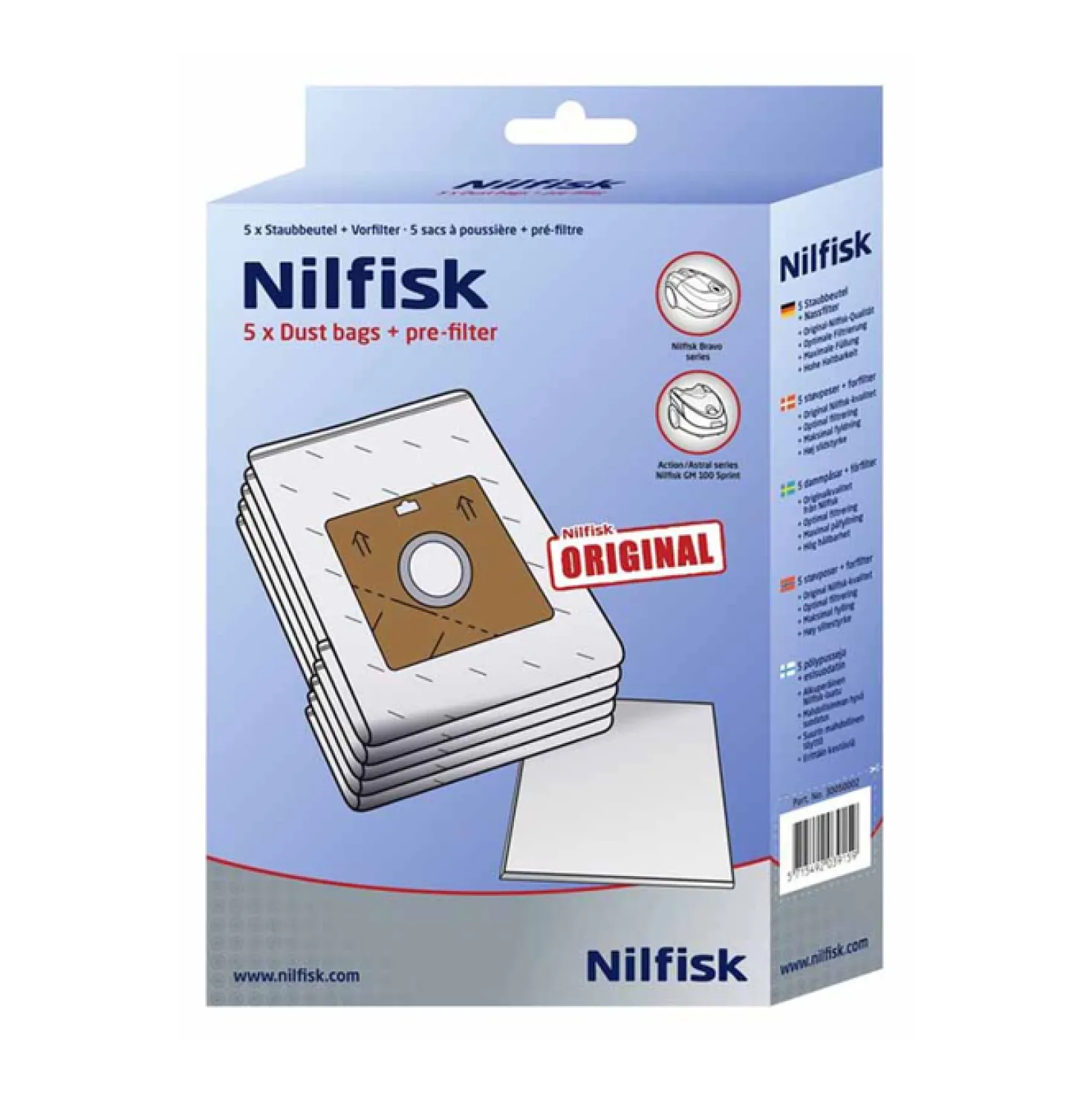 Dammsugarpåsar Nilfisk Power Eco, 5 st