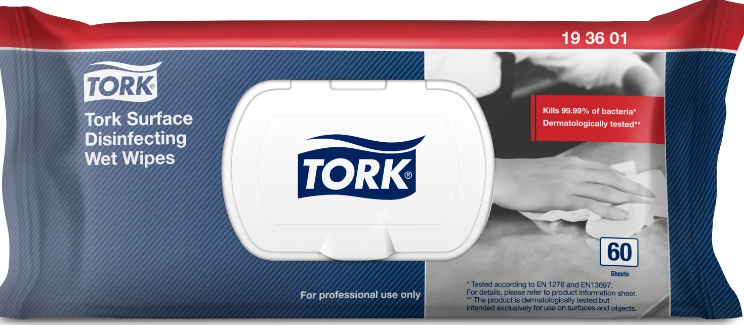 Desinfektionsdukar Tork Ytdesinfektion, alkoholfria, 60 st