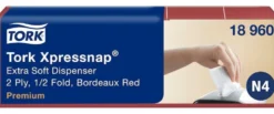 Dispenserservetter Tork Premium Bordeaux, N4-vikning, 2-lager, 8000 st
