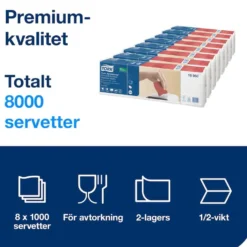 Dispenserservetter Tork Premium Bordeaux, N4-vikning, 2-lager, 8000 st