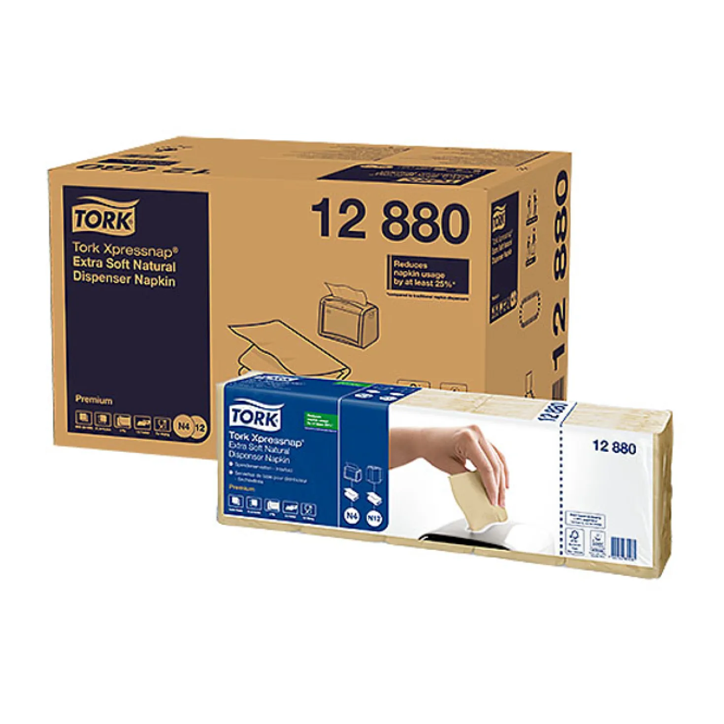 Dispenserservett Tork Xpressnap N4 Extra Mjuk, natur, 8000 st