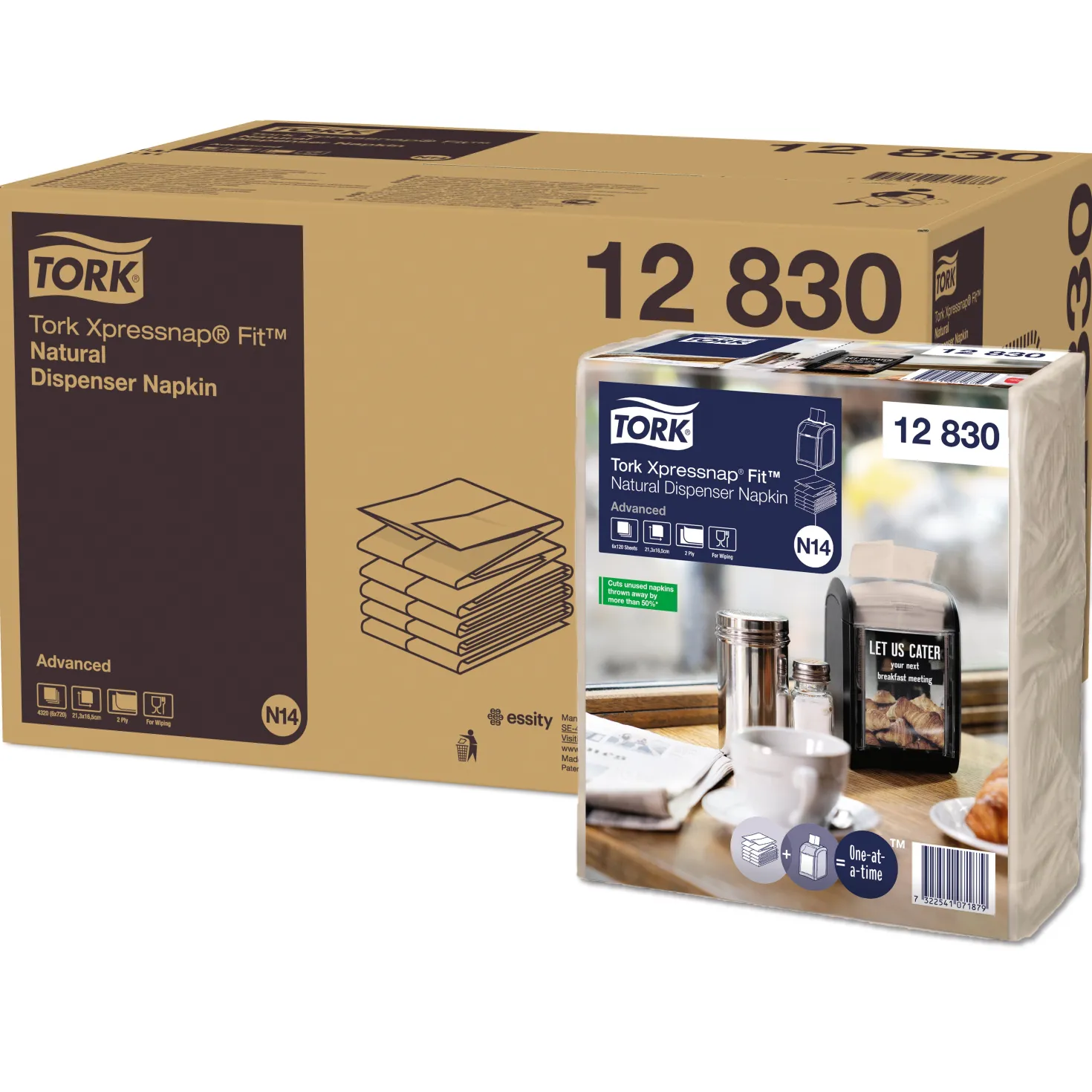 Dispenserservett Tork Xpressnap Fit N14 Natur, 2-lager, 720 st