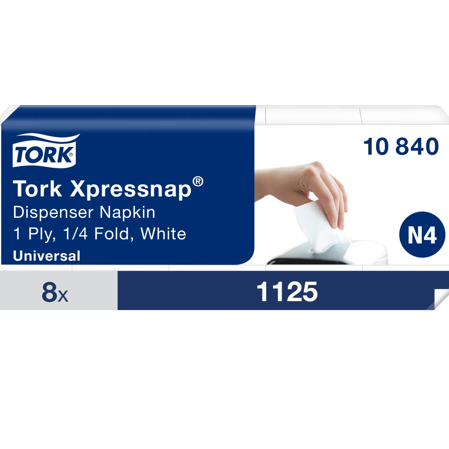 Dispenserservett Tork Xpressnap N4, vit, 1125 st