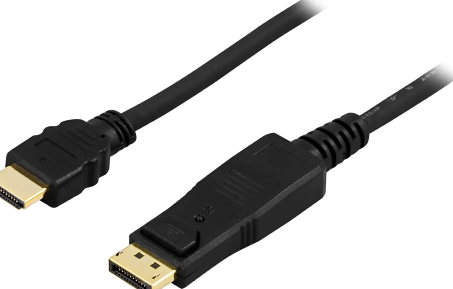 DisplayPort till HDMI-kabel Deltaco, 3m, Ultra HD 30Hz, svart