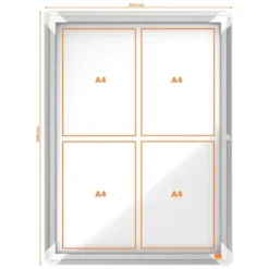 Displayskåp Nobo Magnetiskt Utomhus, 4xA4, aluminiumram
