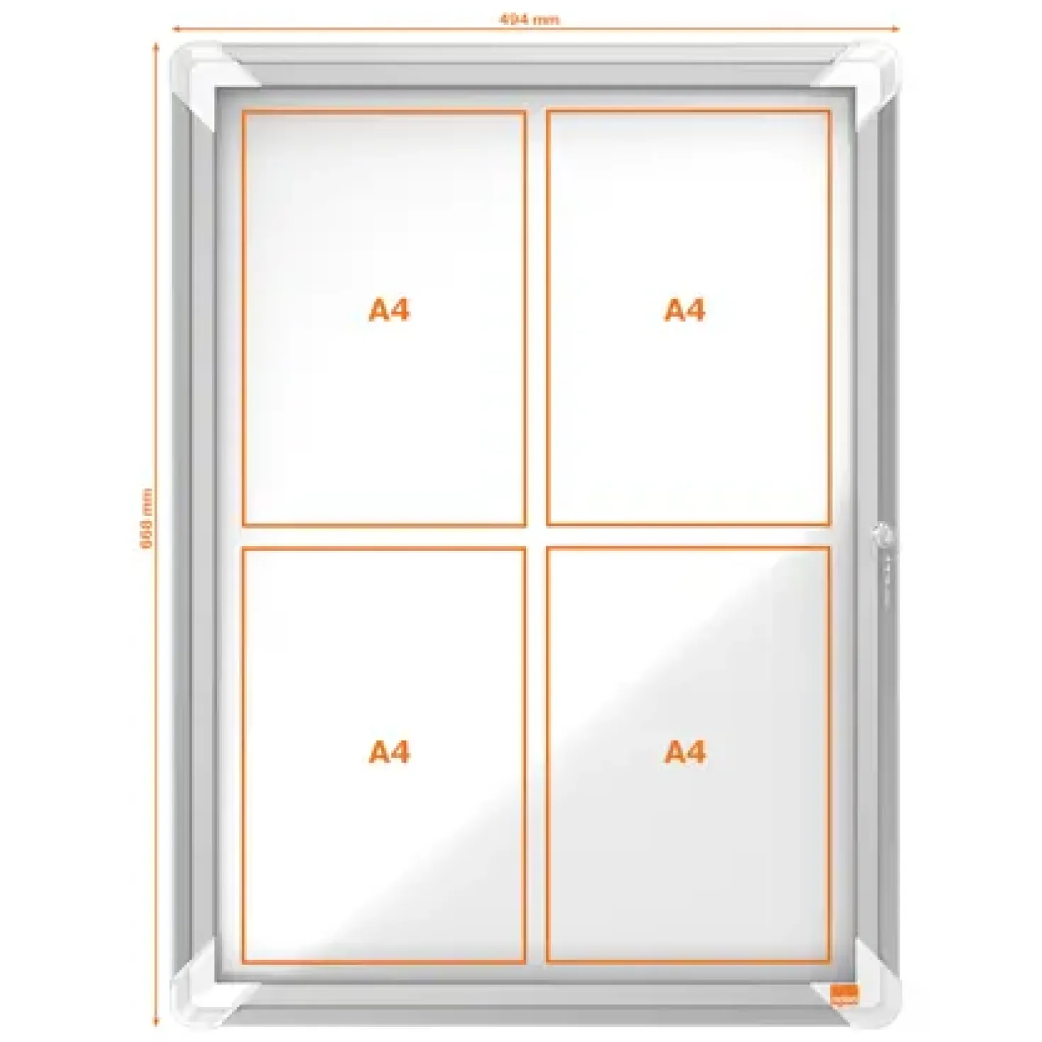Displayskåp Nobo Magnetiskt Utomhus, 4xA4, aluminiumram