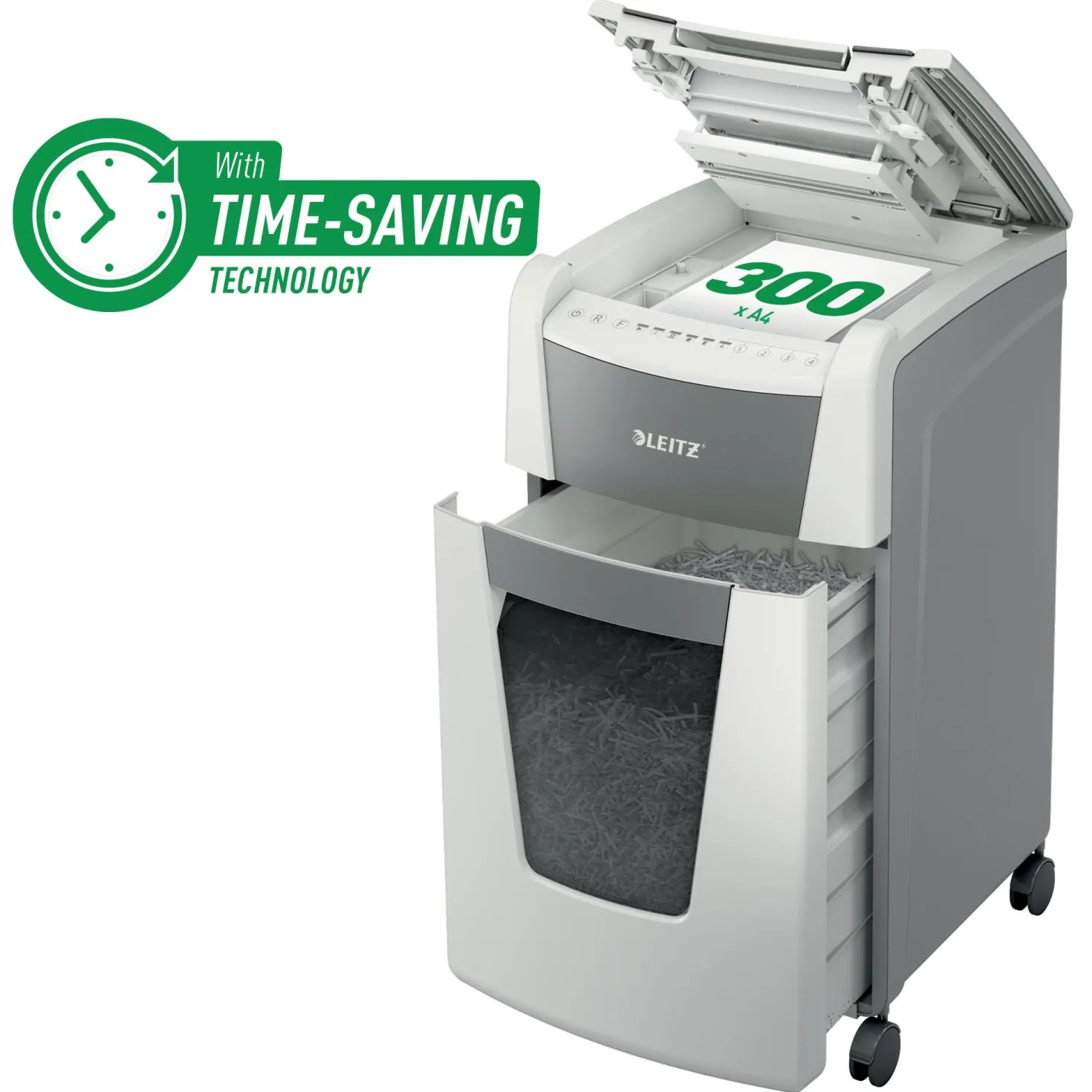 Dokumentförstörare Leitz IQ 300 Office AutoFeed, P4, 60L